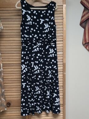 Navy & White Polka Dot Sleeveless Dress
